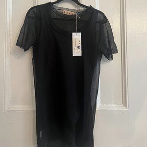 MARNI Silk Sheer Short Sleeve Crewneck Tunic Top *NEW* with tag